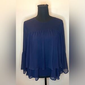 A.n.d- Women’s flowy navy blue long-sleeve blouse Size M